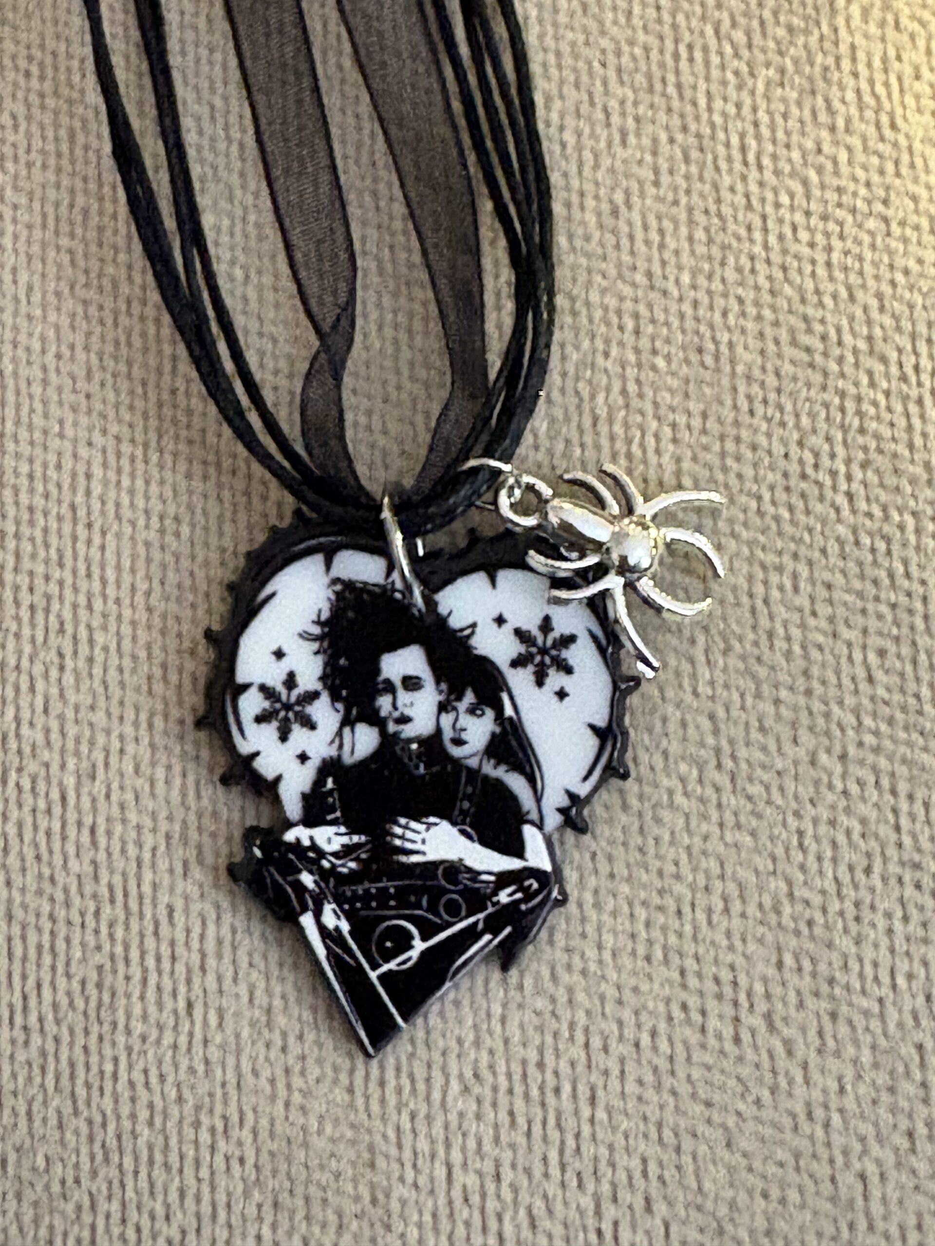 Scissorhands and Love Adjustable Choker With Spider Charm