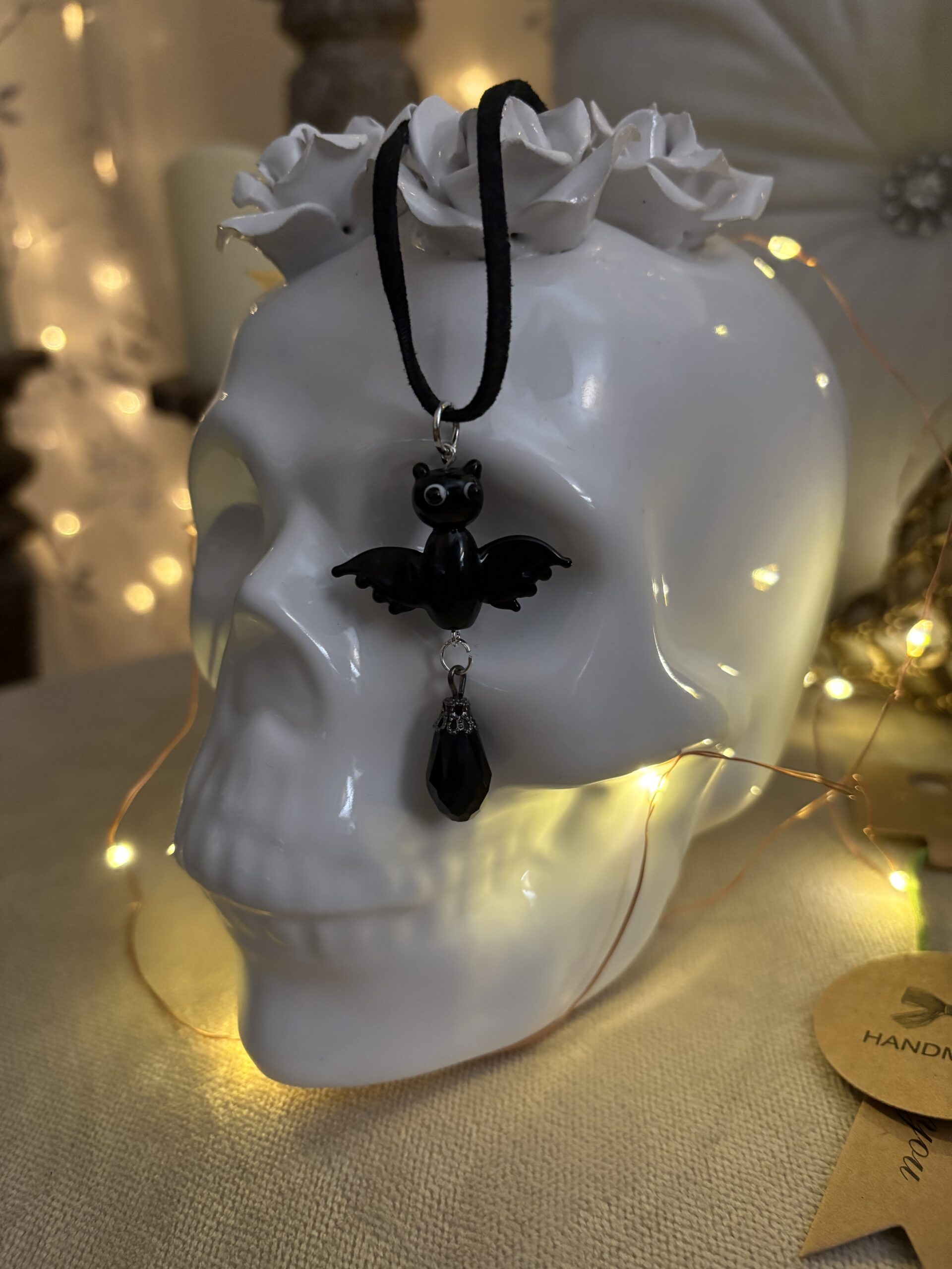 Cute Bat with Tear Drop Gem Adjustable Choker