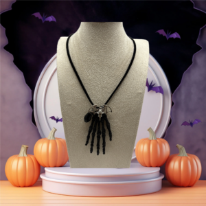 Skelton Hand With Metal Bat Charm Choker