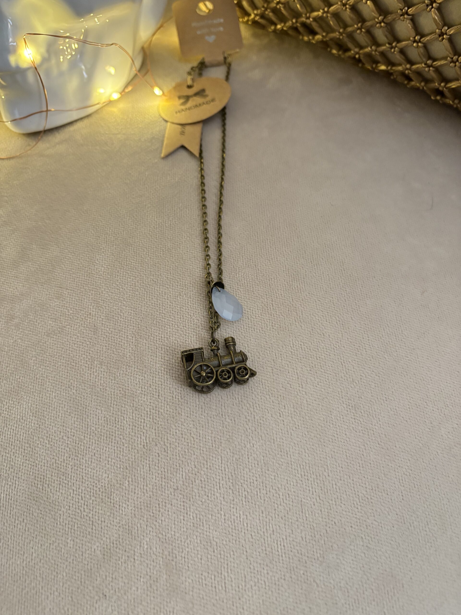 Vintage Style Train Charm Necklace