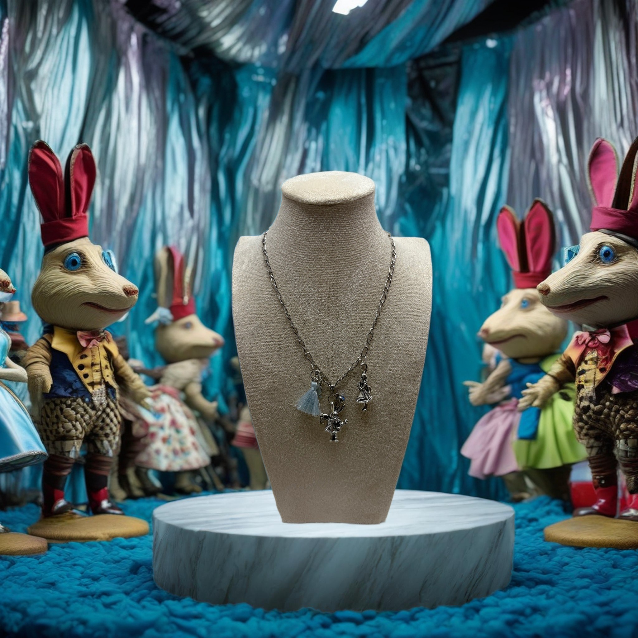 Agnes In Vonderland With Blue Tassel Necklace