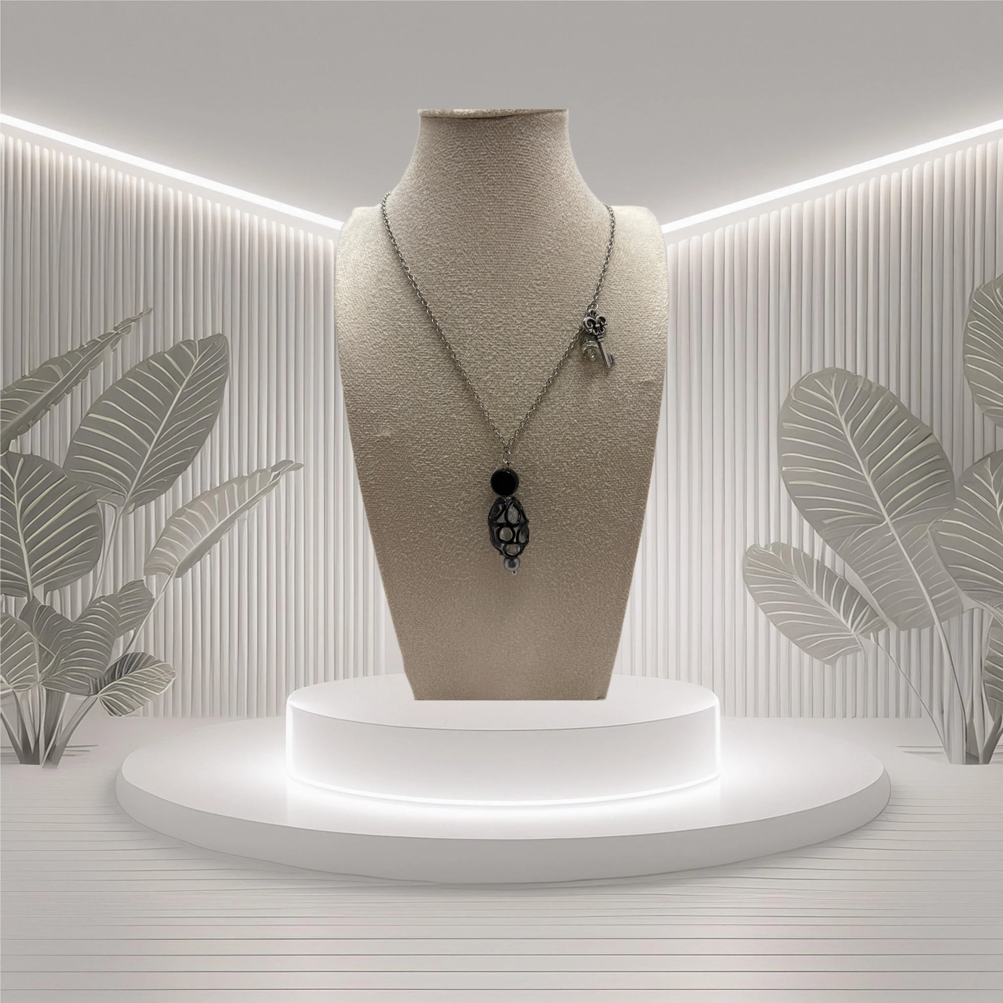 Black Drop Swirl Necklace